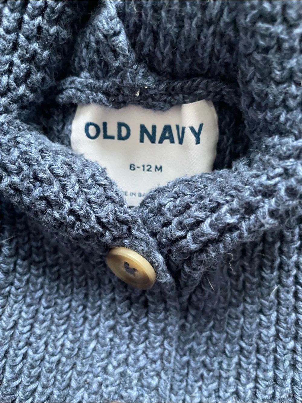 Old Navy Navy Hooded Knit Cardigan with Light Blue Knit Beanie
